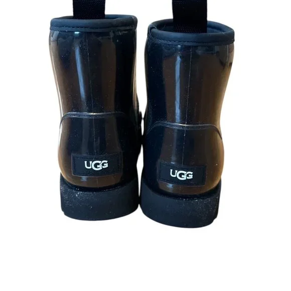 UGG Classic Clear Mini Boot - Black - Sheepskin Lined - Size 7 - Picture 7 of 9